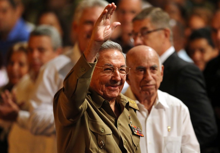 epa06314775 President of Cuba Raul Castro attends an event to commemorate the 100 year anniversary of the Bolshevik Revolution, an event that led to the creation of the Soviet Union, in Havana, Cuba,  ...