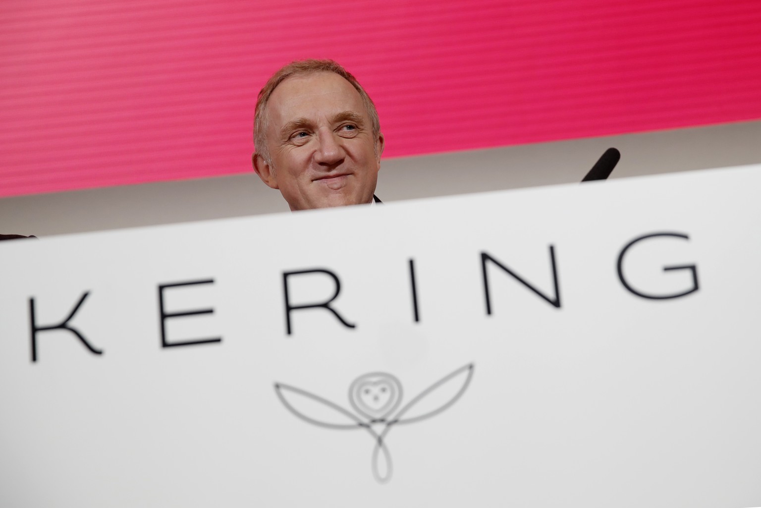 Francois-Henri Pinault, CEO of luxury group Kering arrives for the presentation of the company&#039;s 2018 full year results in Paris, Tuesday, Feb. 12, 2019. (AP Photo/Christophe Ena)