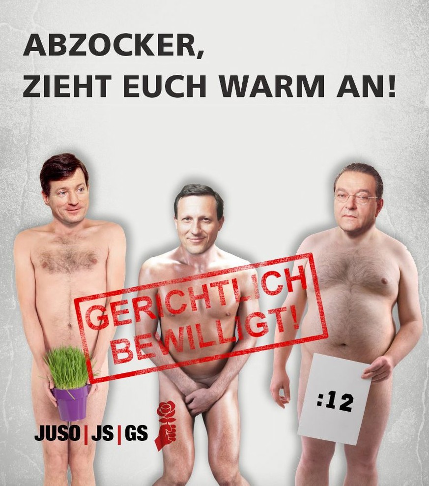 Im November 2010 produzierte die Juso ein Plakat mit der Aufschrift «Abzocker, zieht euch warm an!» und einer Fotomontage der Abzocker Brady Dougan, Oswald Grübel und Daniel Vasella. Vasella verklagte ...
