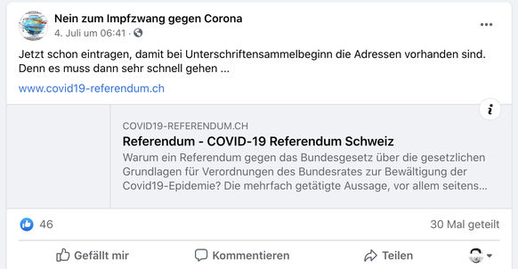 Referendum gegen Covid-19-Gesetz wegen Impfzwang