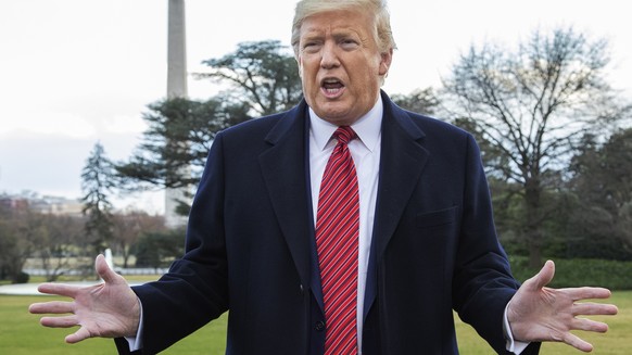 President Donald Trump speaks to reporters before leaving the White House, Friday, Feb. 28, 2020, in Washington, to attend a campaign rally in North Charleston, S.C. (AP Photo/Manuel Balce Ceneta)
Don ...