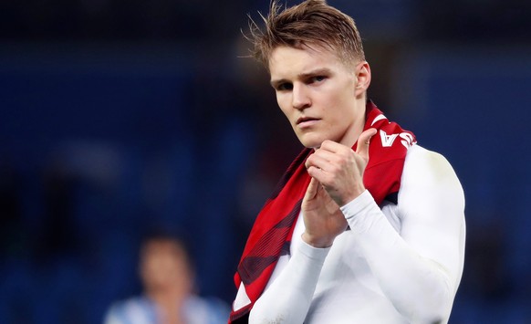 epa08216176 Real Sociedad&#039;s midfielder Martin Odegaard gestures at the end of the King&#039;s Cup first leg soccer match between Real Sociedad and CD Mirandes at Reale Arena stadium in San Sebast ...