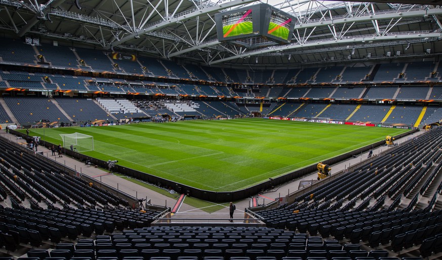 epa05983574 A general view of the pitch inside the Friends Arena stadium in Stockholm, Sweden, 23 May 2017. Ajax Amsterdam face Manchester United in the UEFA Europa League Final match on 24 May 2017 a ...