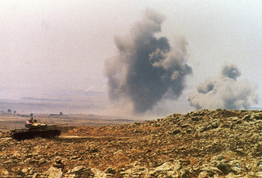 An Israeli tank fires on Arab forces in Syria during the Six-Day War, June 1967. (AP Photo)