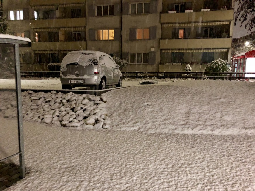 Schnee in Chur. Alle Strassen in der Stadt sind Schneebedeckt.