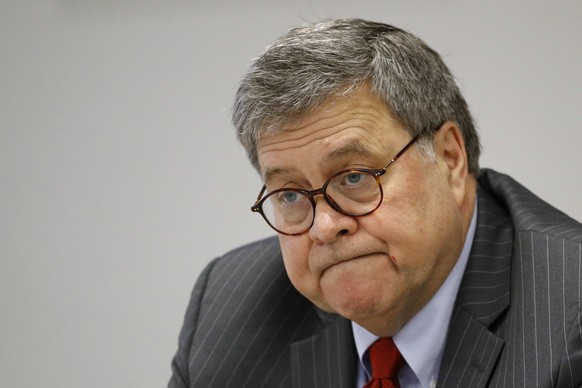 Attorney General William Barr attends a roundtable with members of local, state and federal law enforcement agencies at the Cleveland Police Department&#039;s Third District station, Thursday, Nov. 21 ...