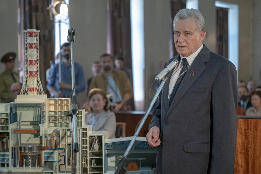 This image released by HBO shows Stellan Skarsgard in a scene from &quot;Chernobyl,&quot; named one of the top ten TV shows of the year by the Associated Press. (Liam Daniel/HBO via AP)