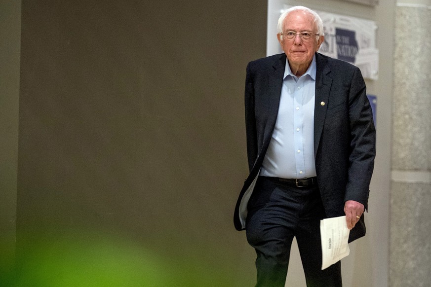 Democratic presidential candidate Sen. Bernie Sanders, I-Vt., arrives to speak at a campaign stop at the State Historical Museum of Iowa, Monday, Jan. 20, 2020, in Des Moines, Iowa. (AP Photo/Andrew H ...