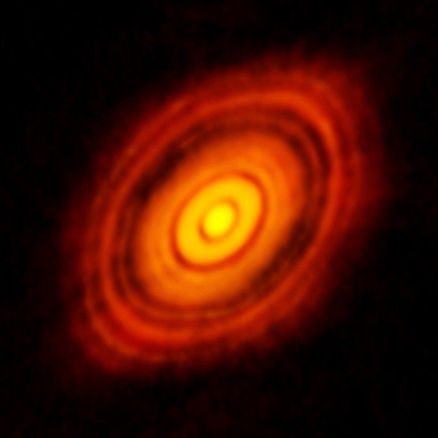 Protoplanetare Scheibe um HL Tauri
Von ALMA, CC-BY 4.0, https://commons.wikimedia.org/w/index.php?curid=36643860