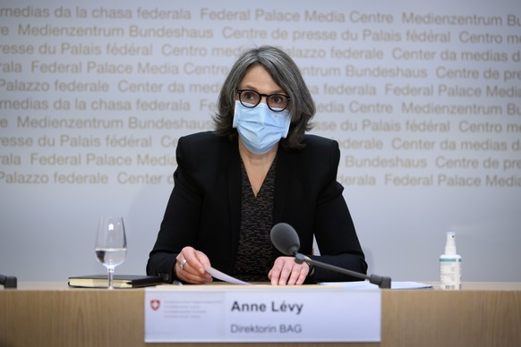 Anne Levy, Direktorin, Bundesamt fuer Gesundheit BAG, spricht an einem Point de Presse mit Fachexperten des Bundes zur Corona-Pandemie Covid-19, am Dienstag, 2. Maerz 2021. (KEYSTONE/Anthony Anex)