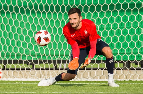 epa06888368 France goalkeeper Hugo Lloris in action during a training session held in Moscow, Russia, 14 July 2018. France will face Croatia in FIFA World Cup 2018 final on 15 July 2018 in Moscow. EPA ...