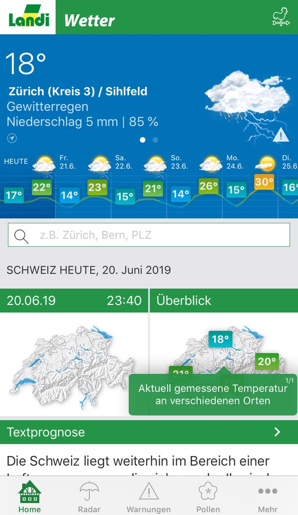 Wetterprognose Landi Wetter App