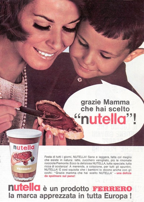 nutella vintage werbung grazie mamma gesund leicht süss zucker diabetes schokolade italien essen food https://www.pinterest.ch/sofia2364/nutella/