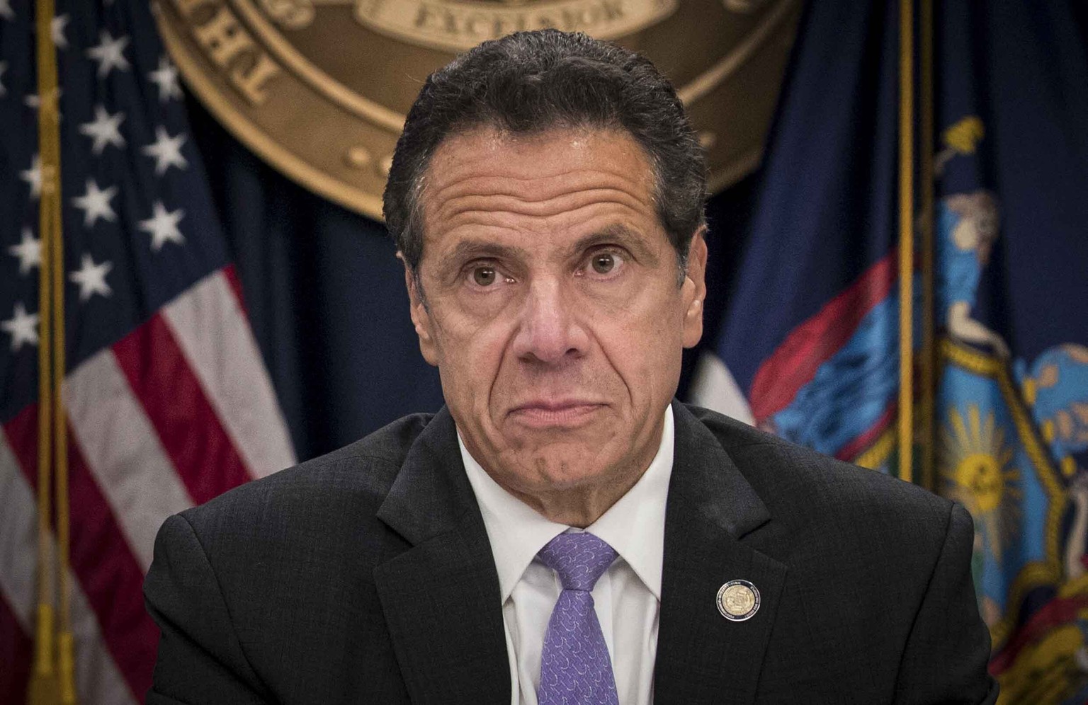 FILE - In this Sept. 14, 2018 file photo, Gov. Andrew Cuomo listens during a news conference in New York. Gov. Andrew Cuomo is expected to be interviewed by investigators with the state attorney gener ...