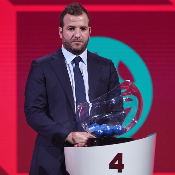 epa08869194 A handout photo made available by FIFA of FIFA Legend Rafael van der Vaart during the UEFA preliminary draw for the FIFA World Cup 2022 in Zurich, Switzerland, 07 December 2020. EPA/foto-n ...