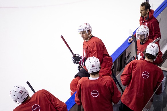 Nino Niederreiter during a training session of the Swiss team at the IIHF 2019 World Ice Hockey Championships, at the Ondrej Nepela Arena in Bratislava, Slovakia, on Monday, May 20, 2019. (KEYSTONE/Me ...