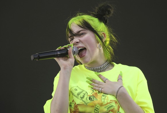 FILE - In this Oct. 5, 2019 photo, Billie Eilish performs during the first weekend of the Austin City Limits Music Festival in Zilker Park in Austin, Texas. Dick Clark Productions announced Thursday,  ...