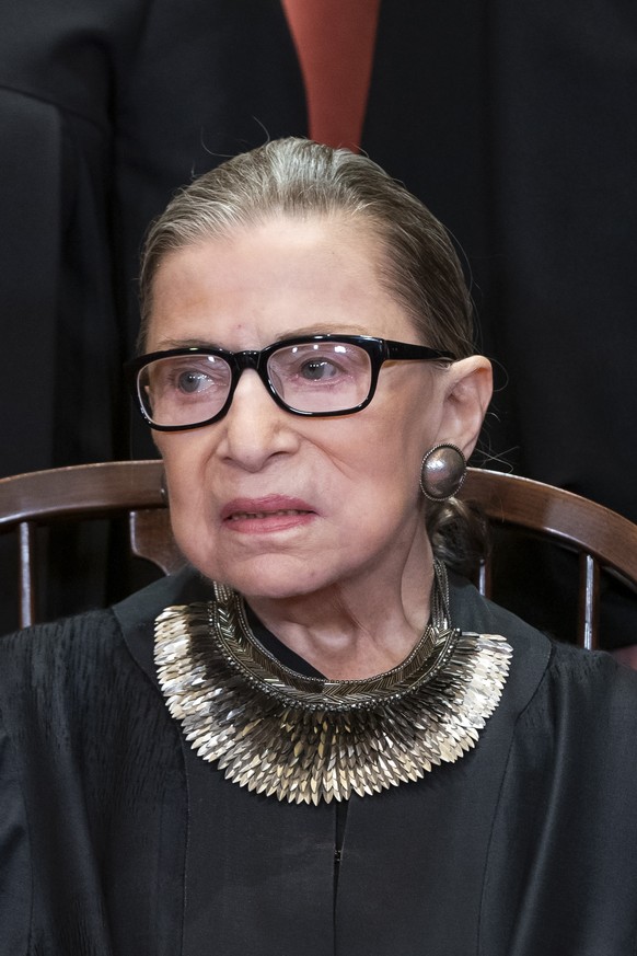 epa08679842 (FILE) - United States Supreme Court Justice Ruth Bader Ginsburg poses for an official portrait in the East Conference Room of the Supreme Court in Washington, DC, USA, 30 November 2018. A ...