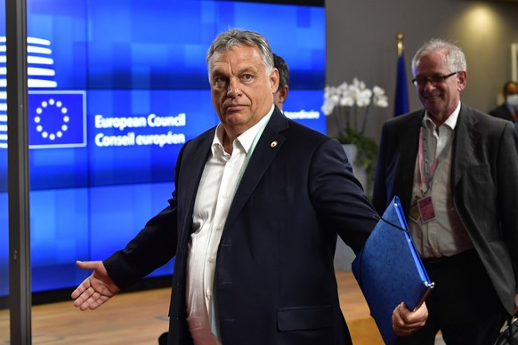 epa08554274 Hungary&#039;s Prime Minister Viktor Orban leaves after the second day of the European Council in Brussels, Belgium, 18 July 2020 (issued 19 July 2020). European Union nations leaders meet ...
