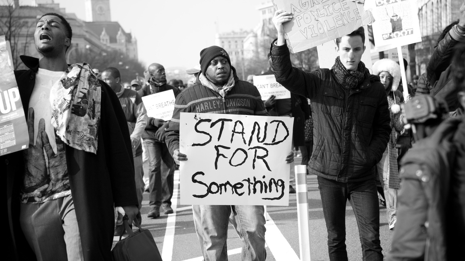 Demonstranten auf einer Demonstration gegen Polizeigewalt in den USA.