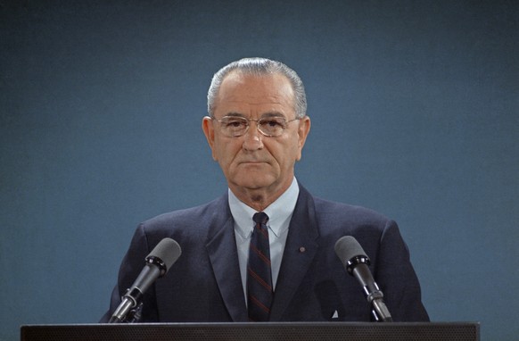 FILE - This August 1967 file photo shows President Lyndon B. Johnson. Johnson secretly underwent surgery for removal of a skin lesion on his hand in 1967. (AP Photo, File)