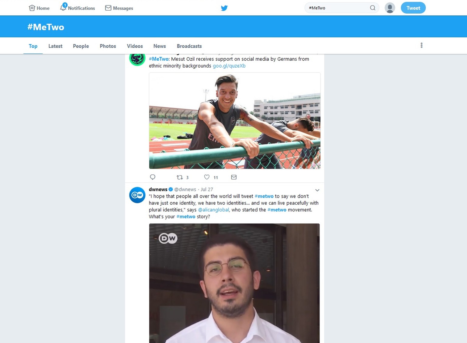 The Monday, July 30, 2018 screenshot shows the #MeTwo Twitter website. The hashtag, a play on the #MeToo movement against sexual harassment, was created by journalist Ali Can following the resignation ...