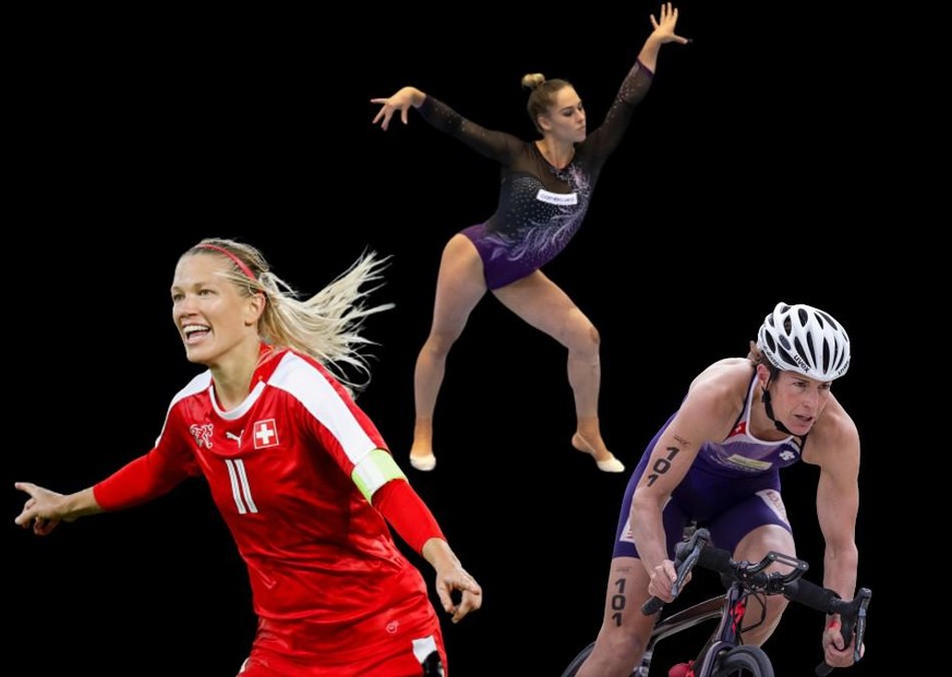 (v.l.n.r.): Lara Dickenmann, Giulia Steingruber und Nicola Spirig gehören zu den prägendsten Sportlerinnen der letzten Jahre.