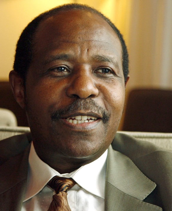 epa08637353 (FILE) - A handout photo made available by Voices Unabridged of Paul Rusesabagina, the man who inspired the film Hotel Rwanda, at the Warwick Hotel in New York City, USA, 04 March 2007 (re ...