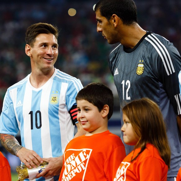 08 SEPT 2015: Argentina Forward Lionel Messi (10) and Goalkeeper Nahuel Guzman prior to the International Friendly L