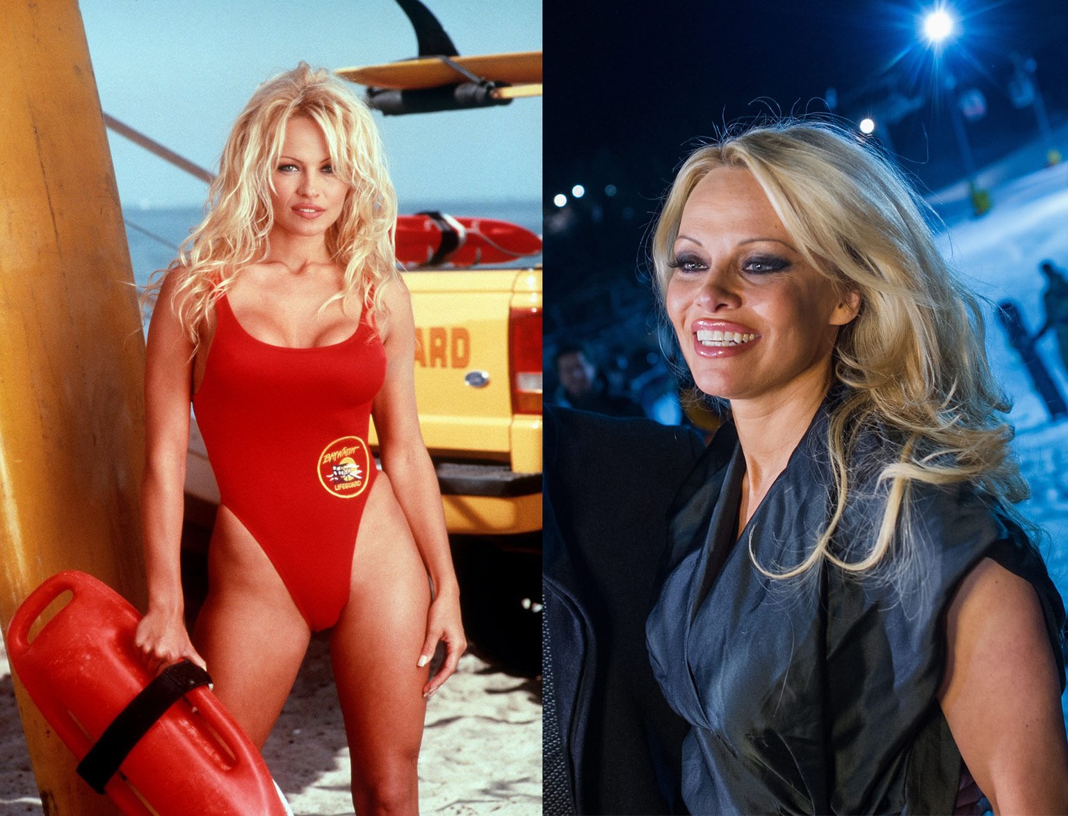 Die US-amerikanische Schauspielerin Pamela Anderson spielt die Rolle der Rettungsschwimmerin &#039;C.J. Parker&#039; in der Fernsehserie &#039;Baywatch&#039;, in der die Erlebnisse einer Gruppe von Re ...
