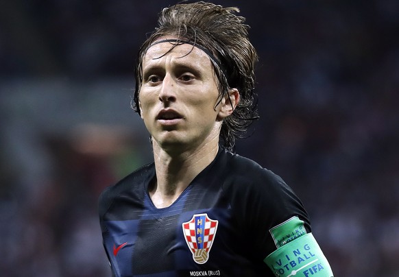 epa06881524 Luka Modric of Croatia reacts during the FIFA World Cup 2018 semi final soccer match between Croatia and England in Moscow, Russia, 11 July 2018.

(RESTRICTIONS APPLY: Editorial Use Only,  ...