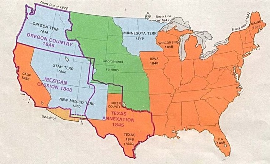 Karte: USA, Territoriale Entwicklung