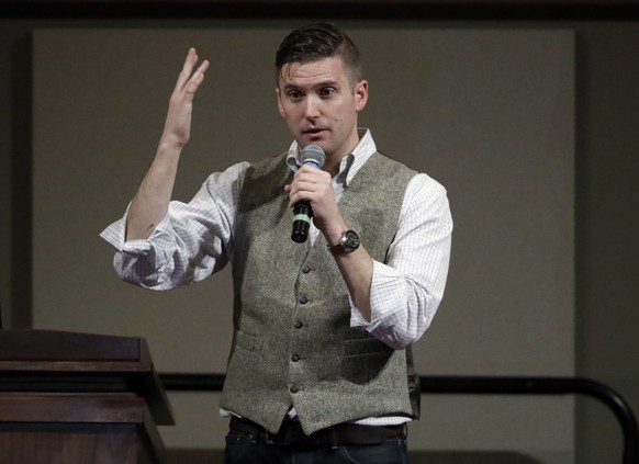 FILE - In this Dec. 6, 2016 file photo, Richard Spencer speaks at the Texas A&amp;M University campus in College Station, Texas. Twitter has restored Spencer&#039;s personal account less than a month  ...
