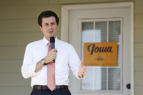 Democratic presidential candidate Pete Buttigieg speaks during a house party, Friday, June 7, 2019, in Winterset, Iowa. (AP Photo/Charlie Neibergall)
