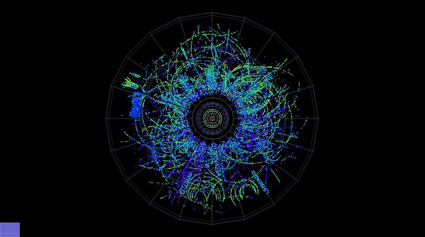 Zusammenprall von Bleikernen im Large Hadron Collider, höchste künstlich erreichte Temperatur