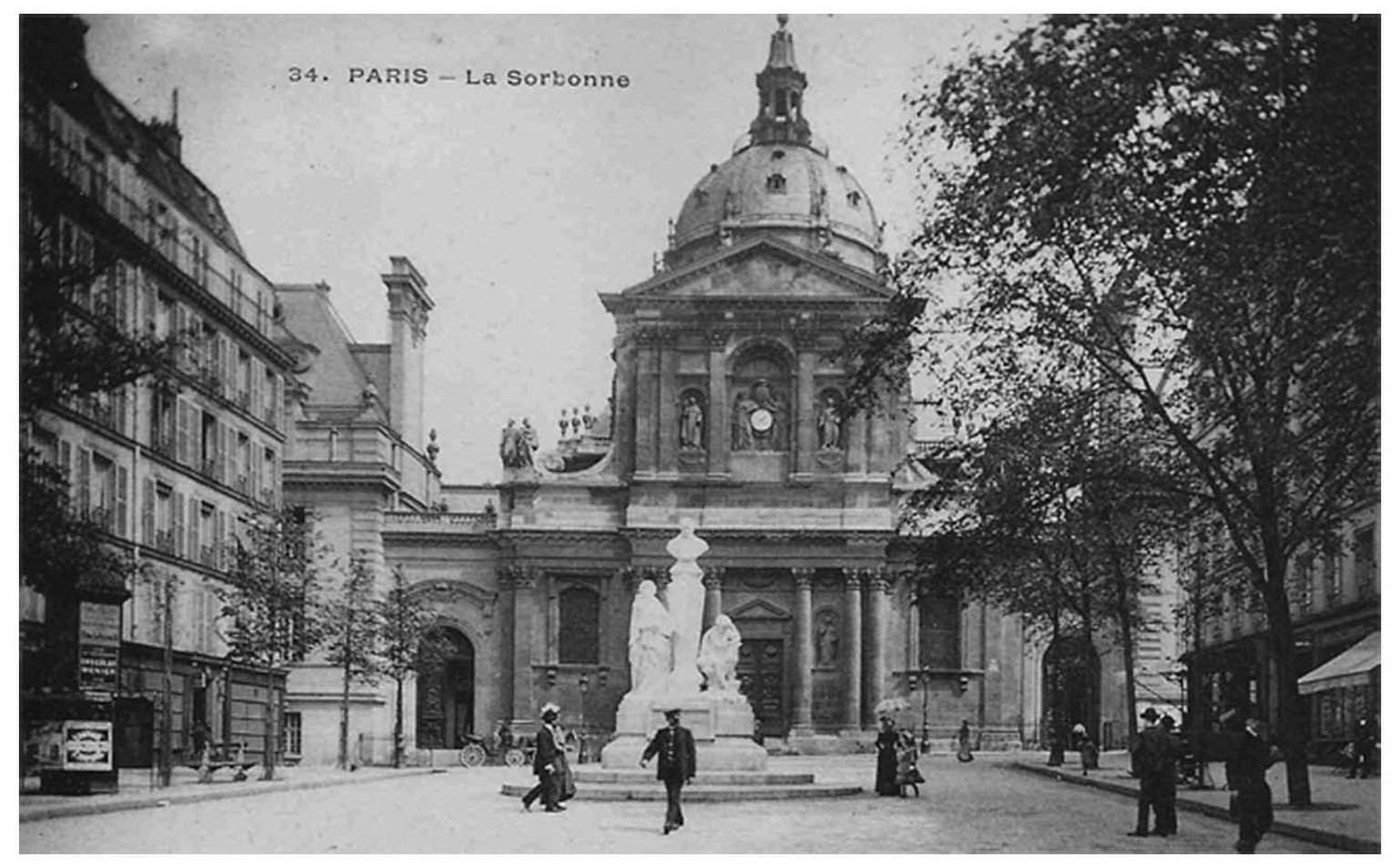 Der Haupteingang der Universität La Sorbonne um 1900.