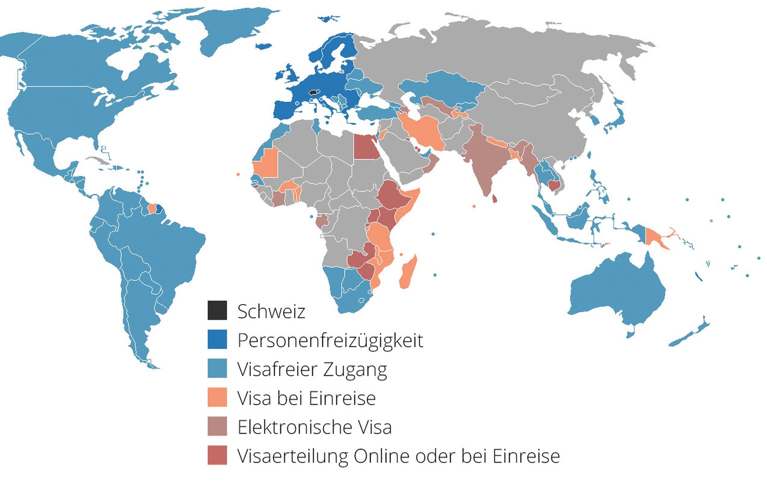 Visafreier Zugang mit dem Schweizer Pass