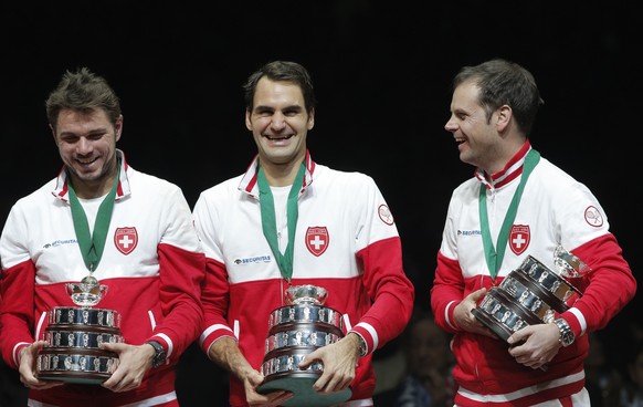 Die Macher des Erfolgs: Wawrinka, Federer, Lüthi.&nbsp;