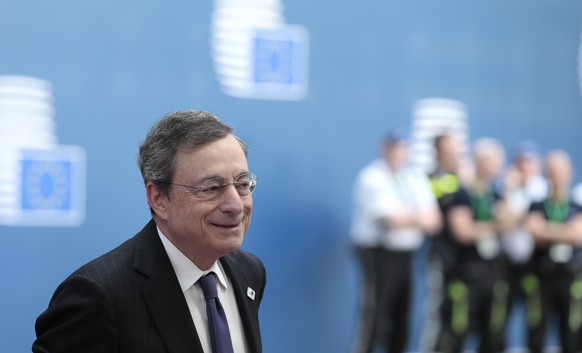 epa07662692 European Central Bank (ECB) President Mario Draghi arrives during the second day of a European Council Summit in Brussels, Belgium, 21 June 2019. European leaders take the relevant decisio ...
