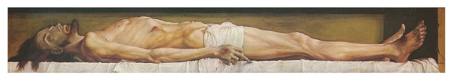 «Der Leichnam Christi im Grabe», gemalt vom deutsch-schweizerischen Renaissance-Maler Hans Holbein dem Jüngeren, 1521/22. Heute im Kunstmuseum Basel zu bestaunen.