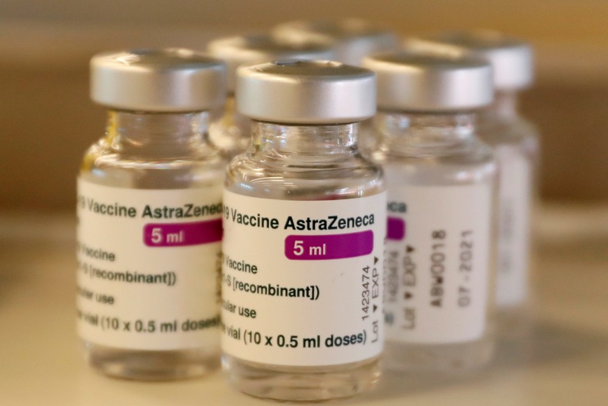 epa09092969 View of various doses of the AstraZeneca coronavirus vaccines against Covid-19 in Madrid, Spain, 24 March 2021. Spain resumes the use of this vaccine after a 10-day-long pause in its admin ...