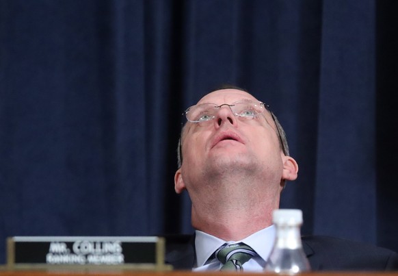 epa08058587 House Judiciary Committee ranking member Rep. Doug Collins participates in a hearing to receive counsel presentations of evidence from the impeachment inquiry into US President Donald Trum ...