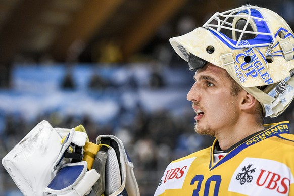 Davos&#039; Joren van Pottelberghe during the game between Team Canada and HC Davos, at the 93th Spengler Cup ice hockey tournament in Davos, Switzerland, Saturday, December 28, 2019. (KEYSTONE/Melani ...