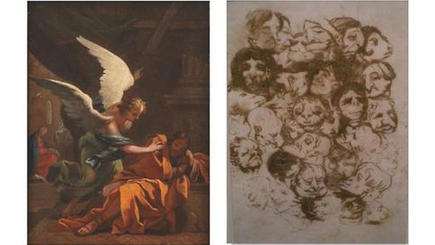 Das sind die angeblich geraubten Ölgemälde: «Traum des Heiligen Josef» und «Karikaturen von Köpfen».&nbsp;