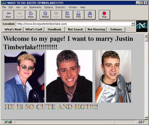 So sah das Internet in den 90ern aus: Du bestaunst gerade eine Justin-Timberlake-Fanseite.