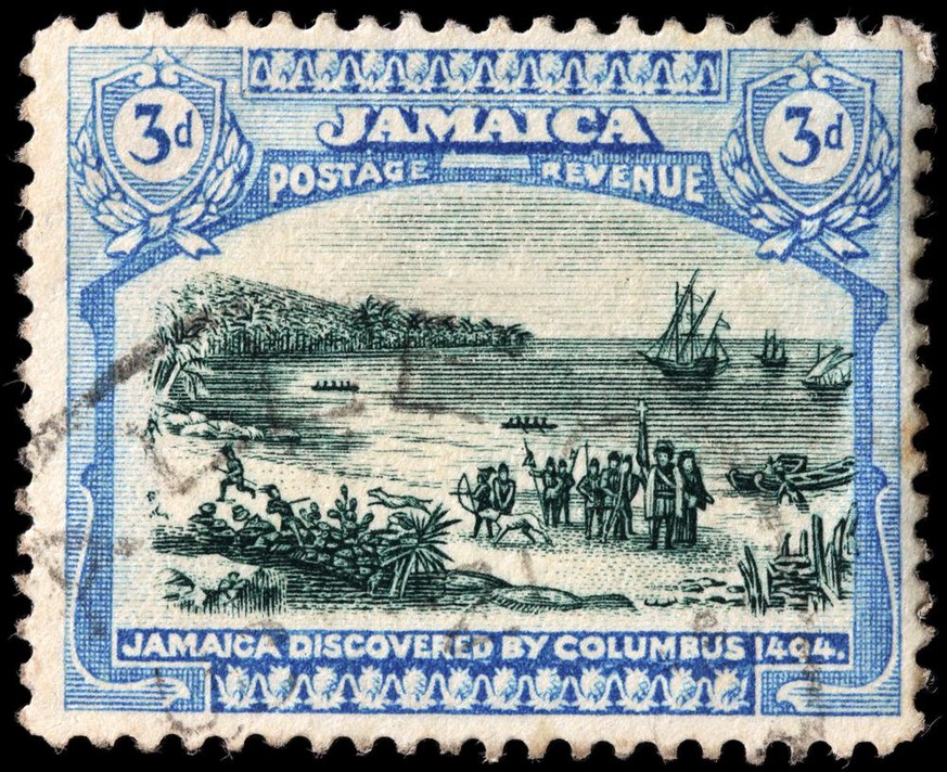 Briefmarke zum Gedenken an die Landung von Christoph Kolumbus auf Jamaika