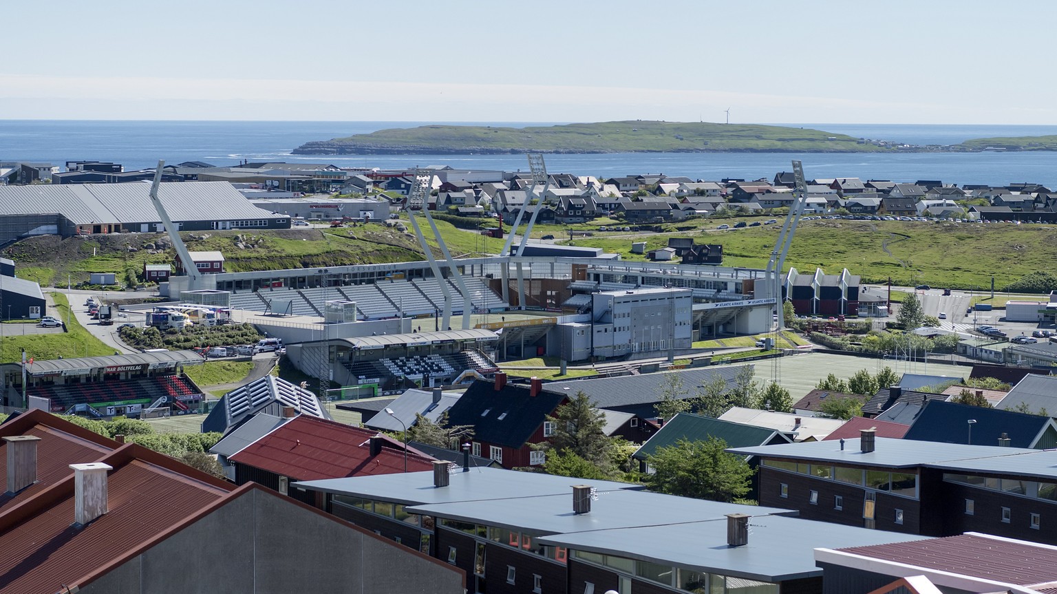 epa06016505 Thee Torsvollur football stadium in Torshavn, Faroe Islands, 08 June 2017. Switzerland is scheduled to play a 2018 Fifa World Cup Russia group B qualification soccer match against the Faro ...