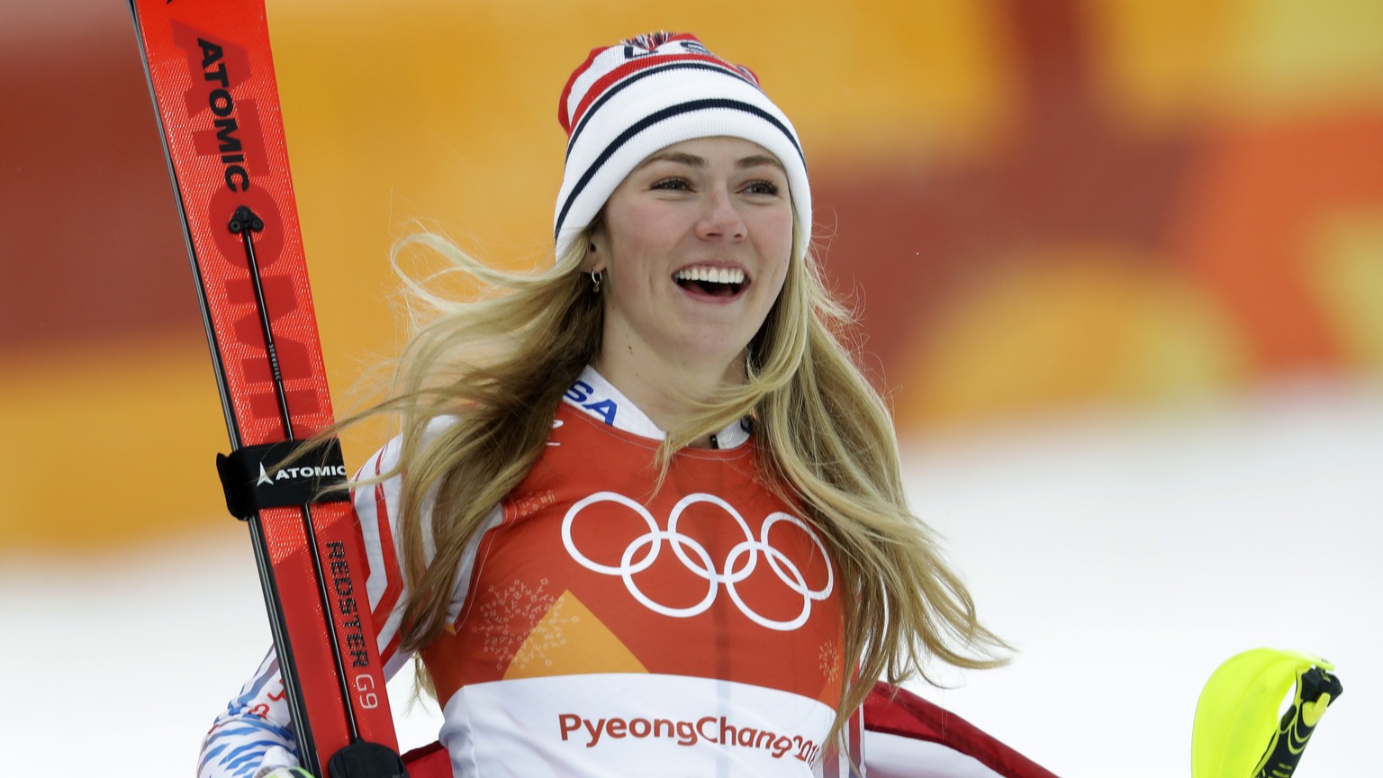 FILE - In this Thursday, Feb. 22, 2018 file photo,United States&#039; Mikaela Shiffrin smiles after competing in the women&#039;s combined slalom at the 2018 Winter Olympics in Jeongseon, South Korea. ...