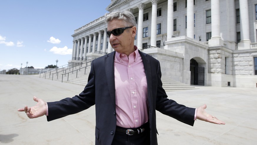 FILE - In this May 18, 2016 file photo, Libertarian presidential candidate, former New Mexico Gov. Gary Johnson leaves the Utah State Capitol after meeting with with legislators, in Salt Lake City. He ...
