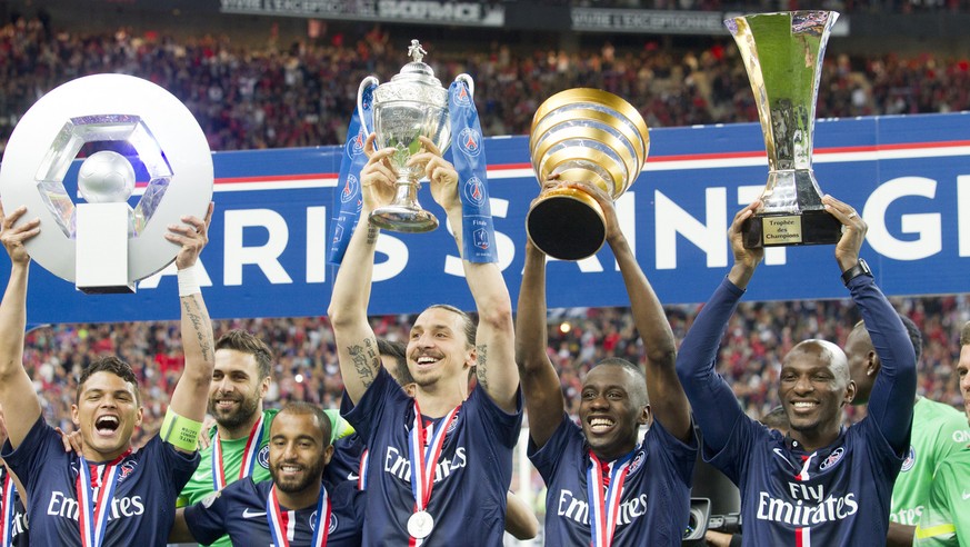 Mit den Kollegen von Paris Saint-Germain rockte Ibrahimovic (Mitte) die letzten Jahre Frankreich.